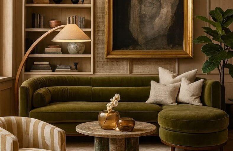 23 Grounded Green and Brown Living Room Ideas That Feel Genuinely Warm Grounded Green and Brown Living Room Ideas