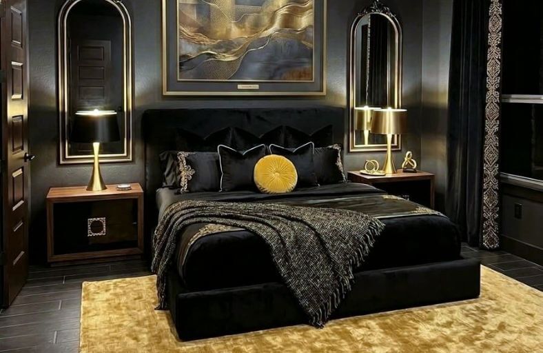 20 Glamorous Black and Gold Bedroom Ideas for a Bold and Luxurious Space Glamorous Black and Gold Bedroom