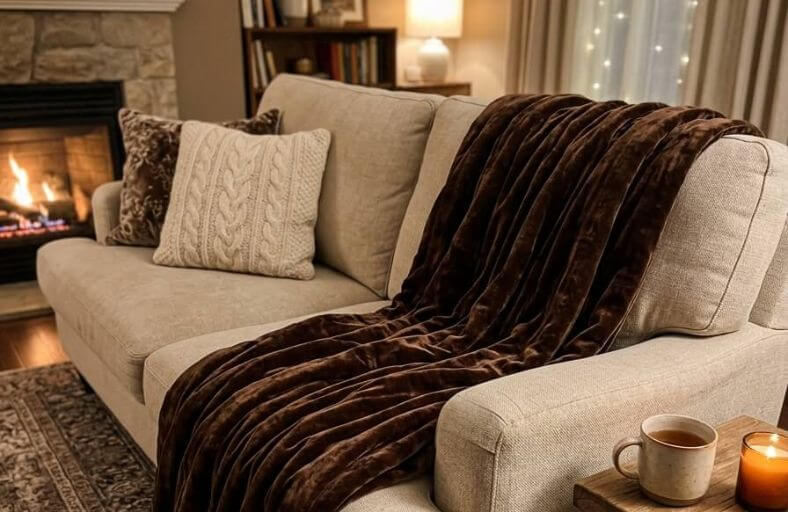 7 Simple Ways to Drape a Blanket Over a Couch Beautifully How to drape a blanket over a couch
